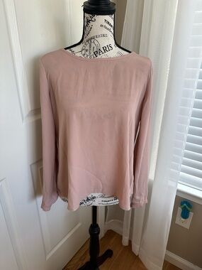 Forever 21 Sheer Long Sleeve Open Back Blouse Women’s Size Small